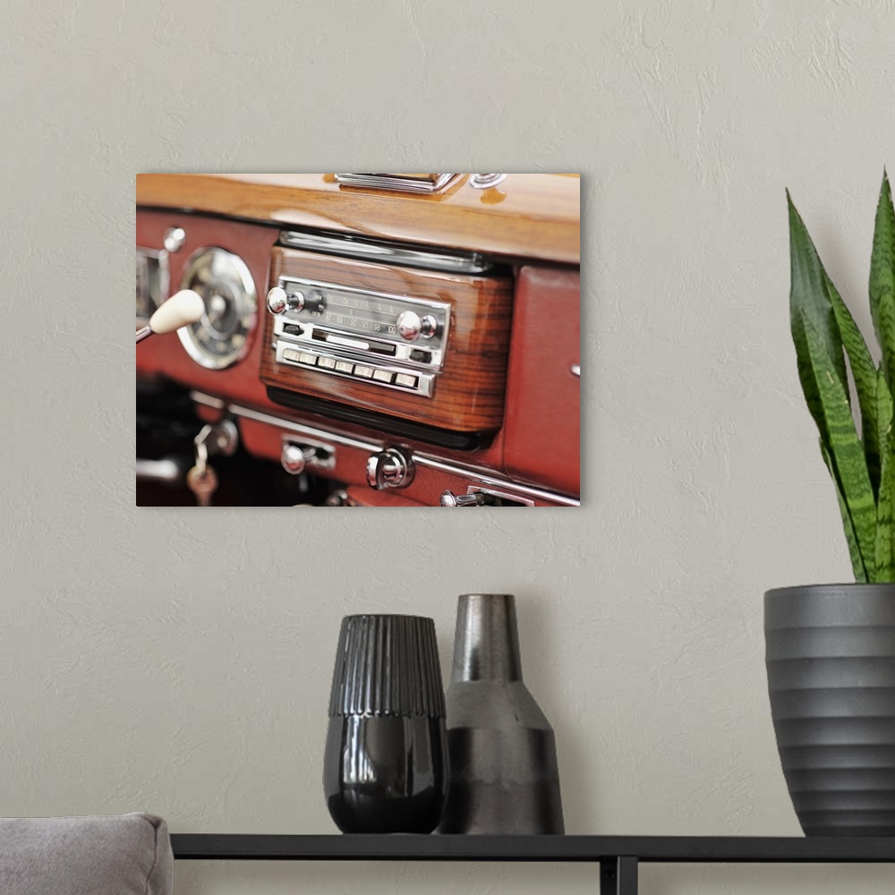 A modern room featuring Car stereo in a vintage car