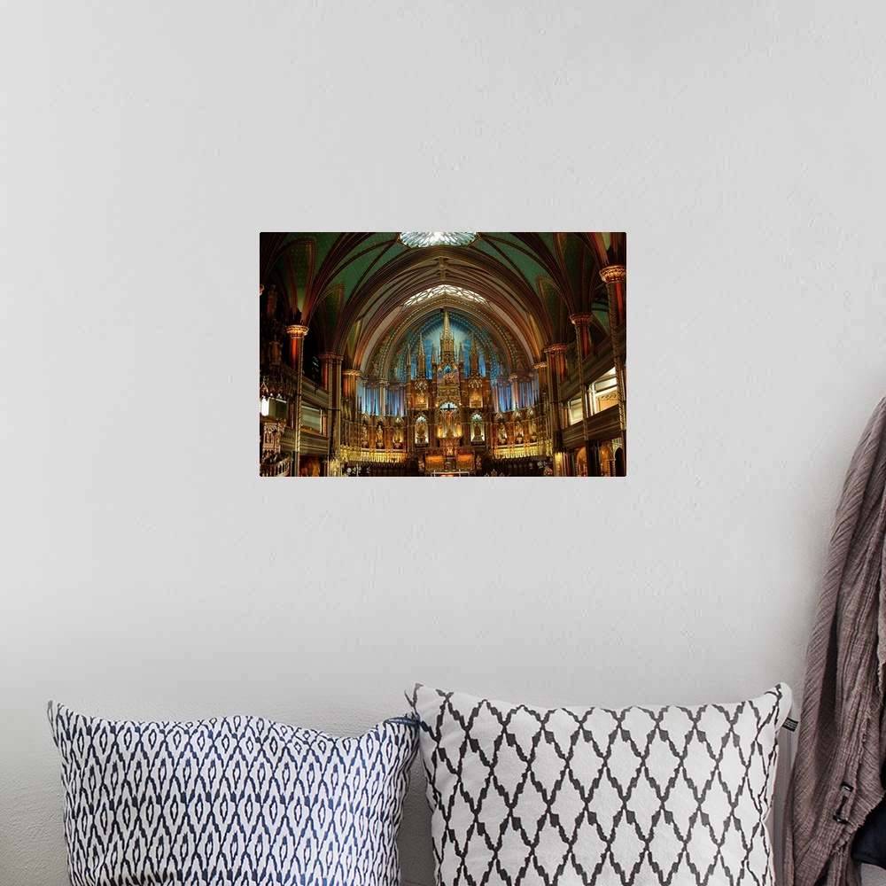 A bohemian room featuring This picture was taken inside a large cathedral that has high arches and lots of natural light co...