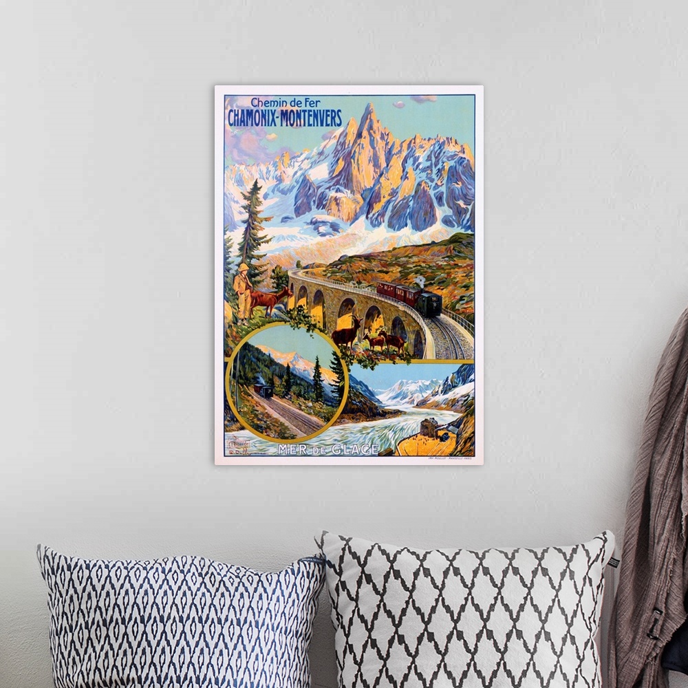 A bohemian room featuring Chamonix-Montenvers Poster By David Dellepiane