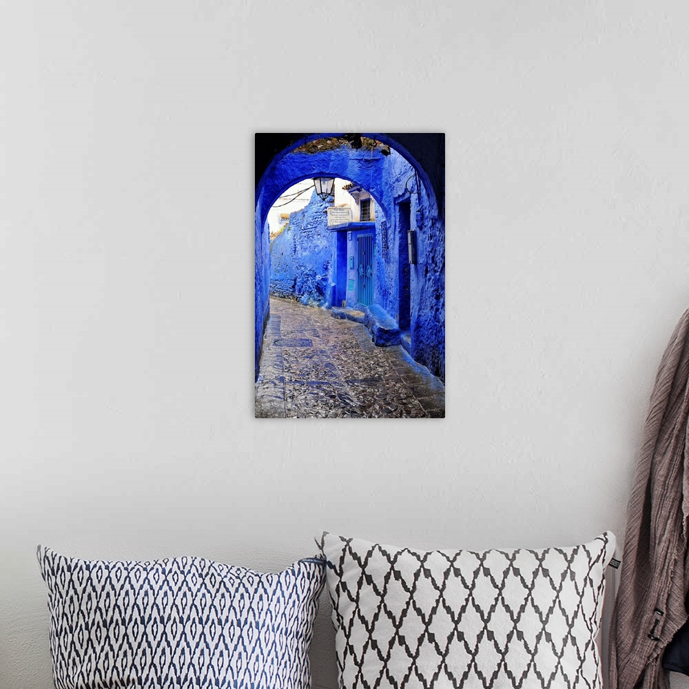 A bohemian room featuring Chefchaouen arcades for shelter from rain.