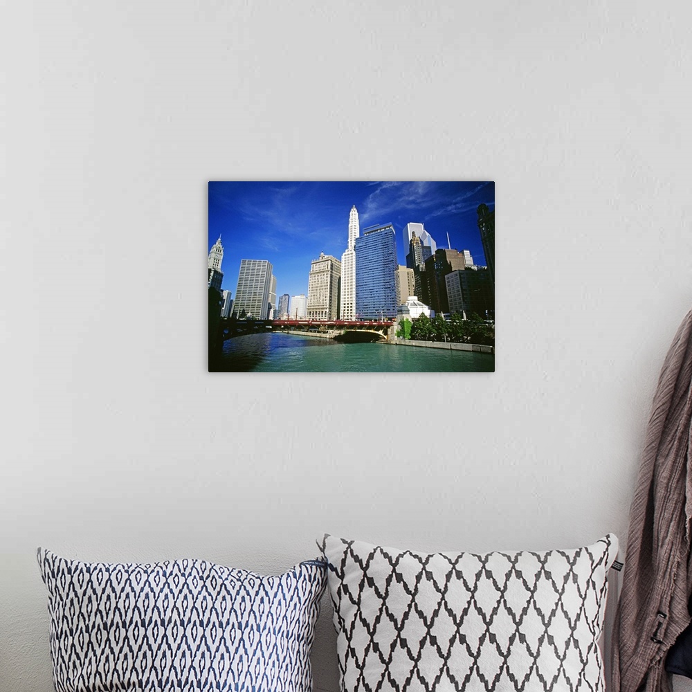 A bohemian room featuring Chicago river and downtown in Chicago, Illinois, USA