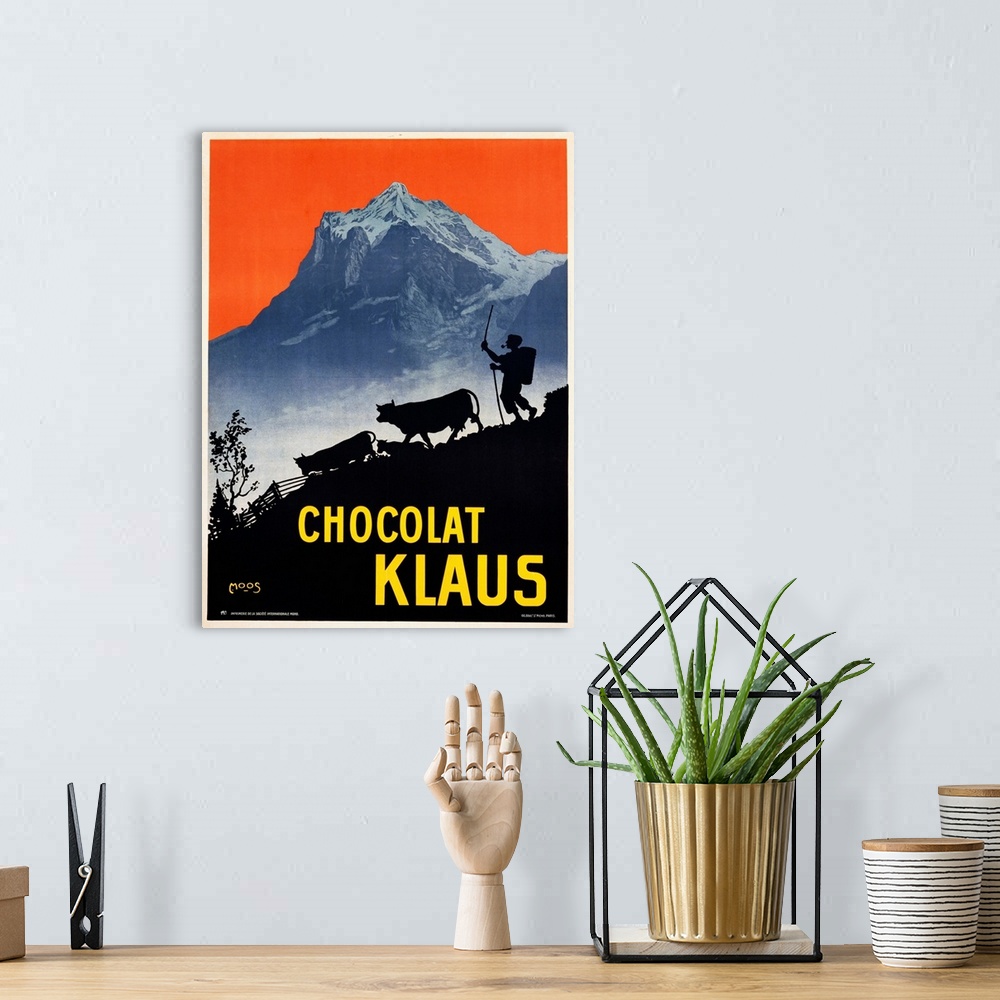 A bohemian room featuring Chocolat Klaus Poster By Carl Moos