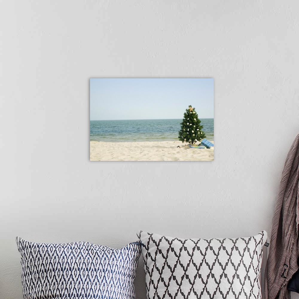 A bohemian room featuring Christmas tree on beach