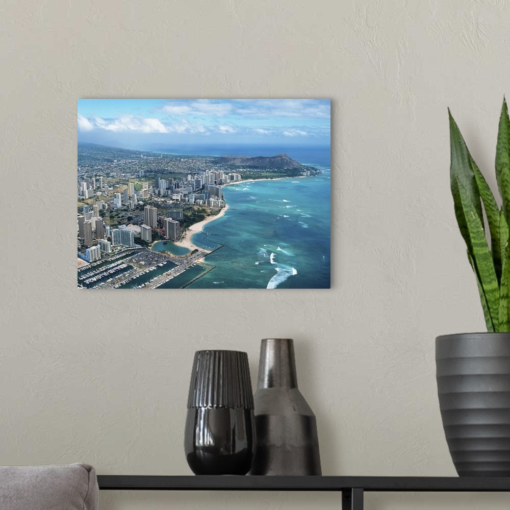 A modern room featuring Cityscape of Honolulu, HI