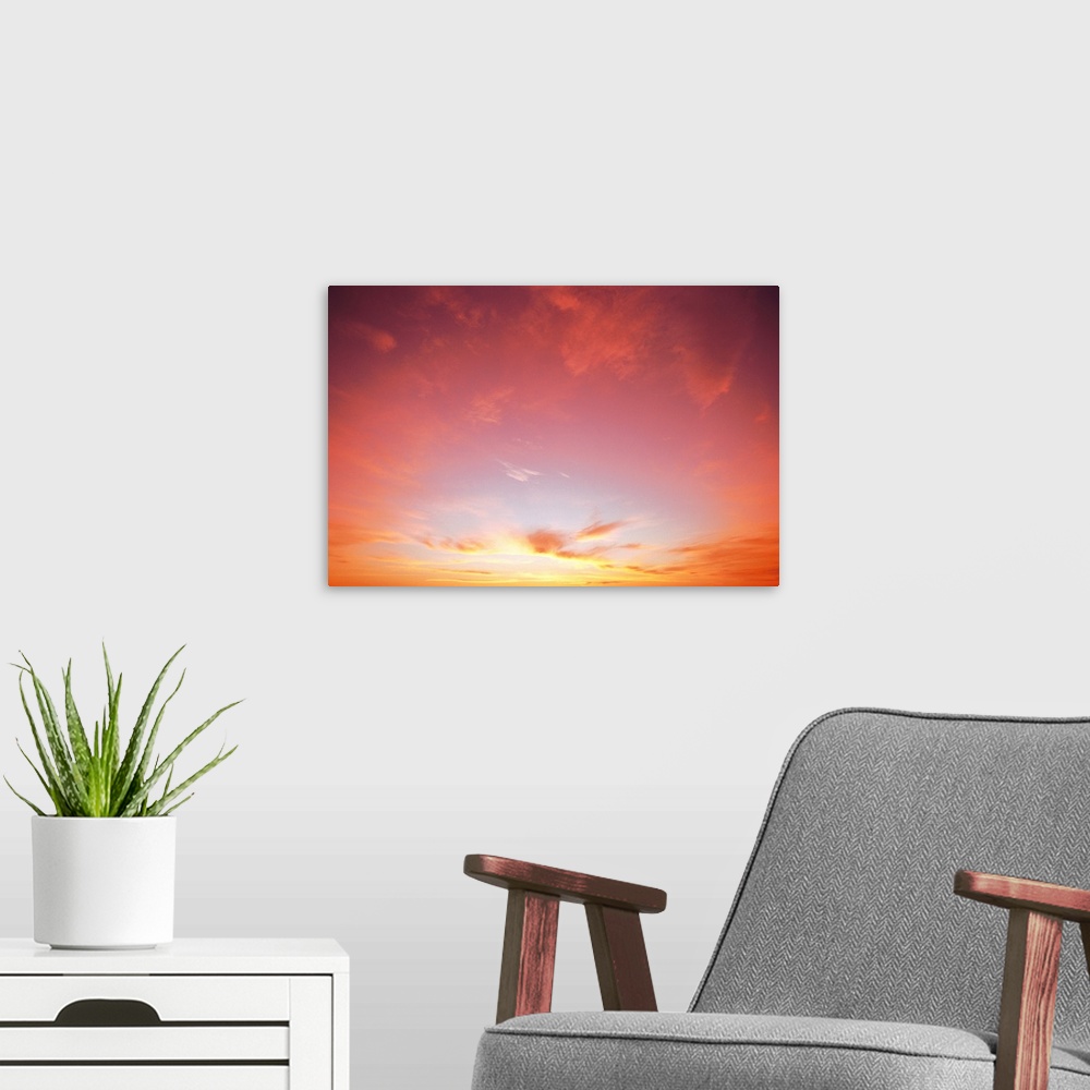 A modern room featuring classic sunset