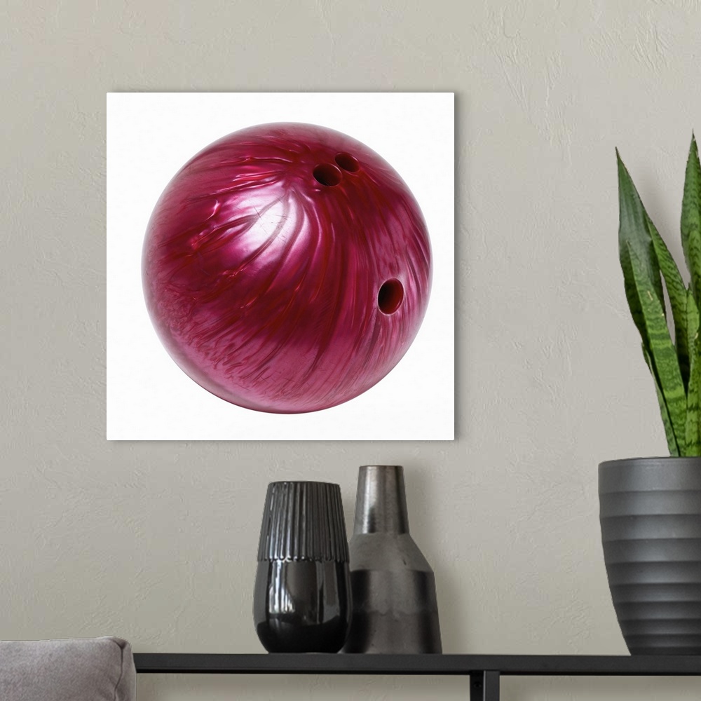 A modern room featuring Close up of a bowling ball