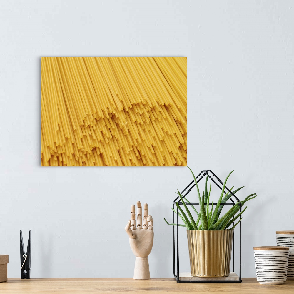 A bohemian room featuring Close-up of a pile of uncooked spaghetti