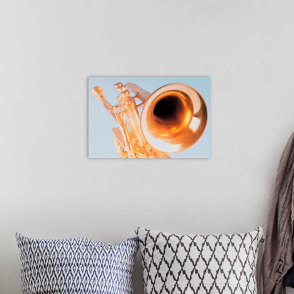 A bohemian room featuring Close-up of a trumpet