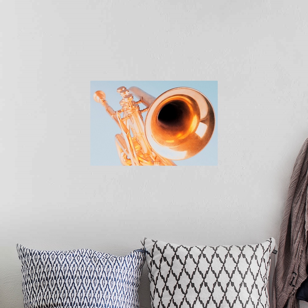 A bohemian room featuring Close-up of a trumpet