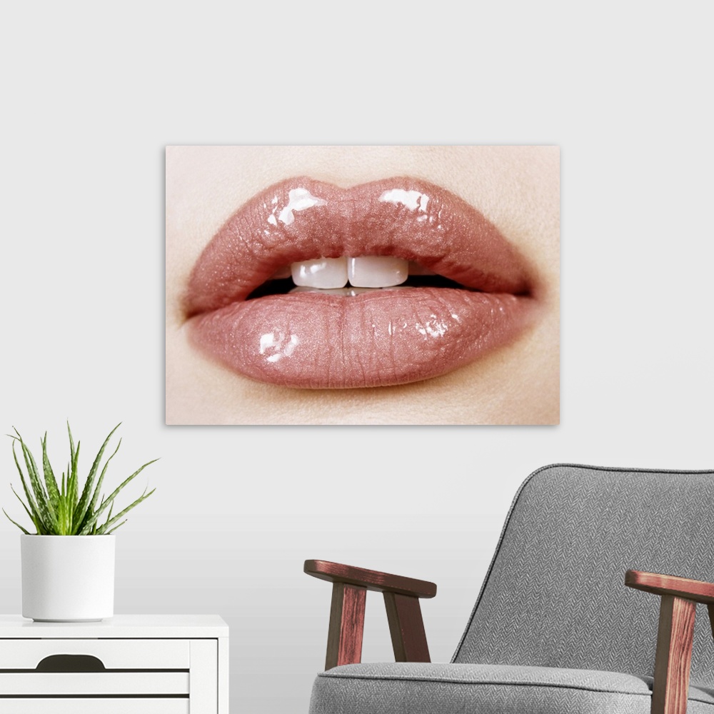 A modern room featuring Close-up of a Woman's Lips
