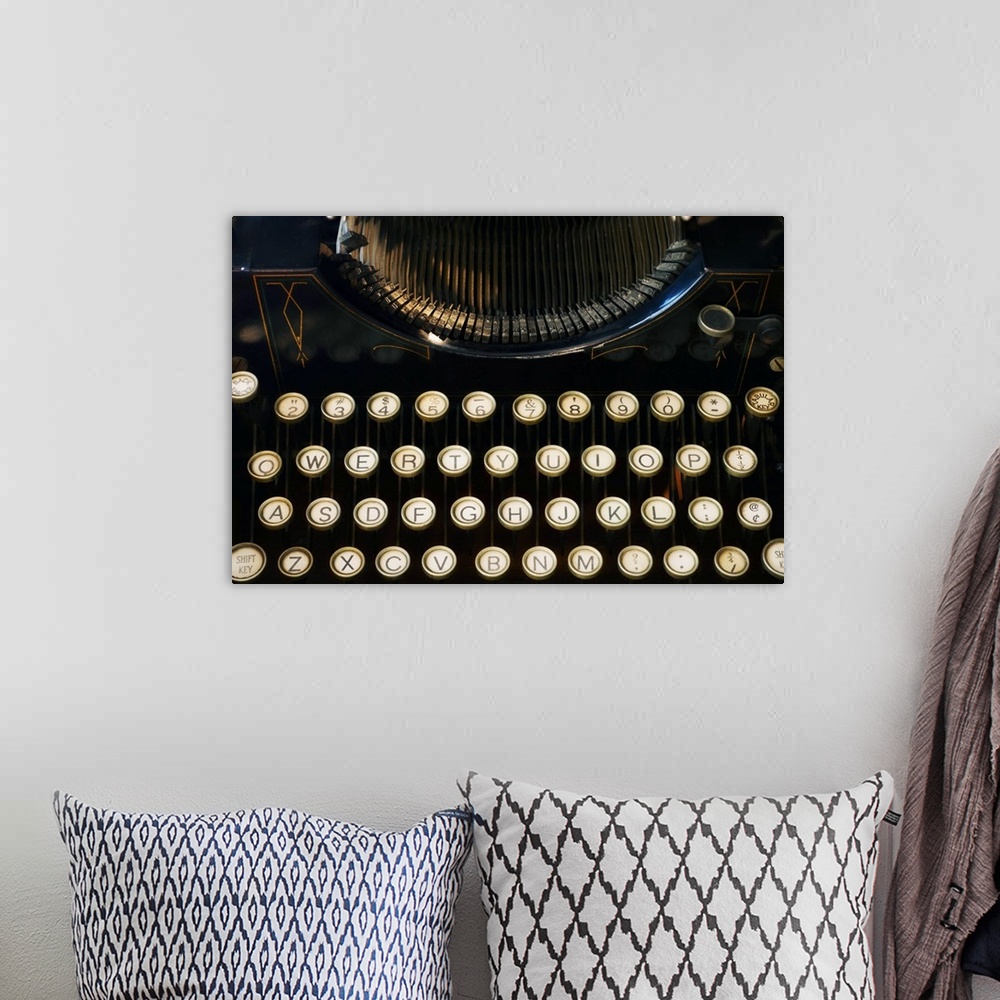 A bohemian room featuring Close-up of antique typewriter