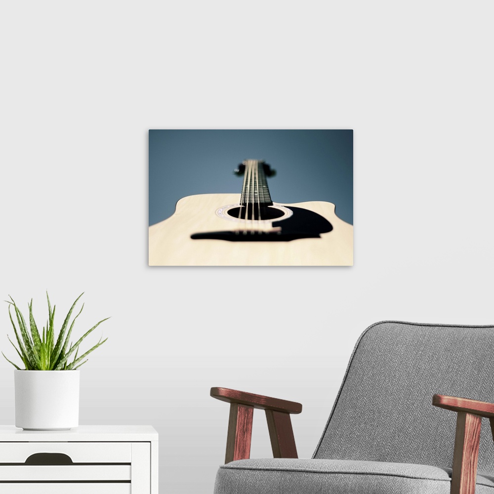 A modern room featuring Close up of cello head