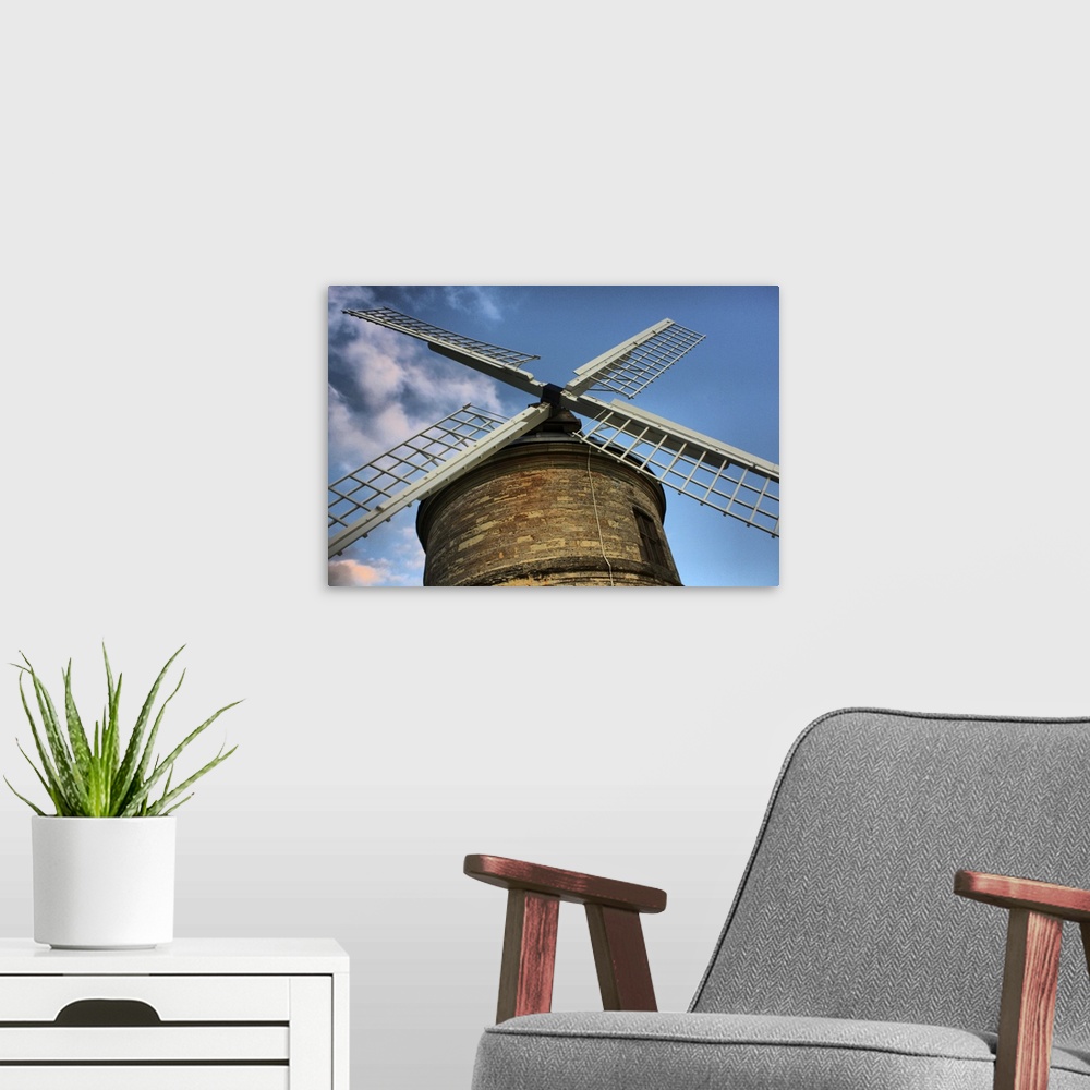 A modern room featuring Close up of Chesterton windmill against sky.