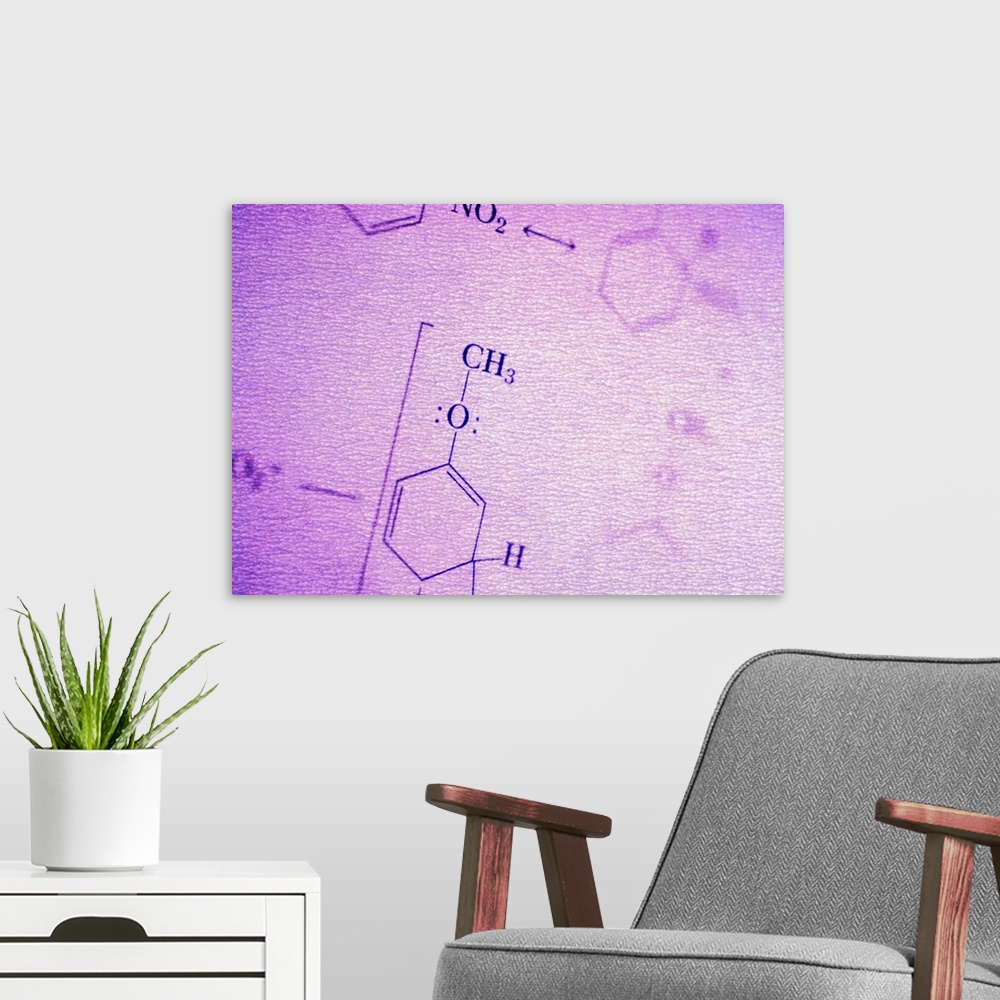 A modern room featuring Close-Up of Molecular Structure Diagrams