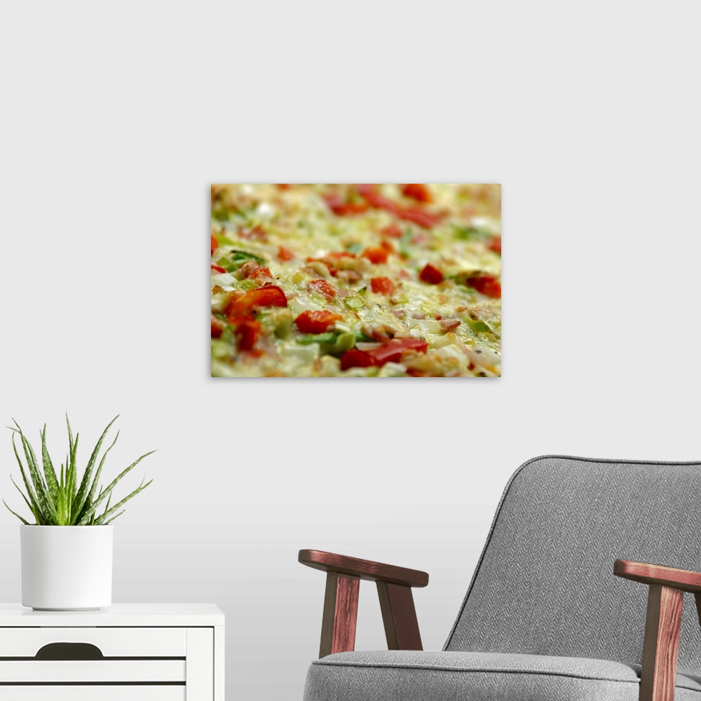 A modern room featuring Close-up of pizza