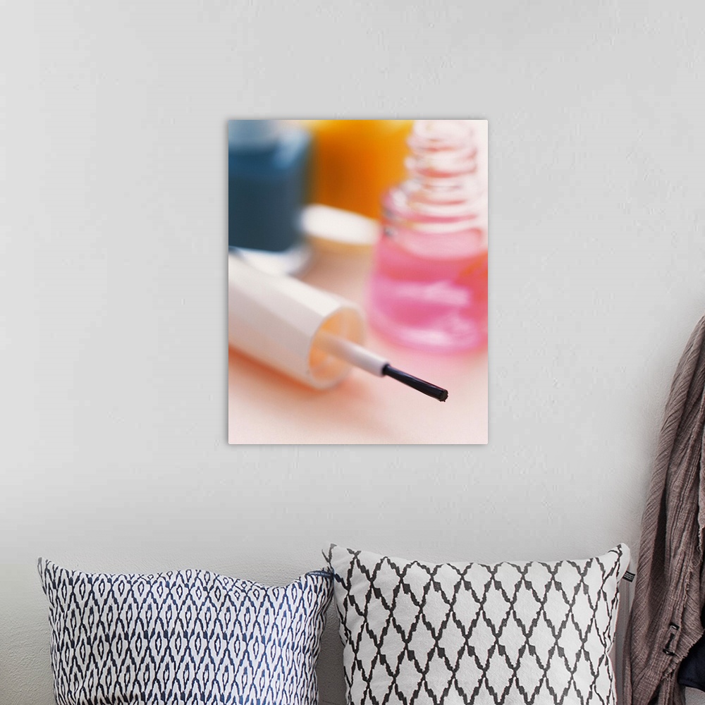 A bohemian room featuring Closed Up Image of Manicure Bottles, Differential Focus