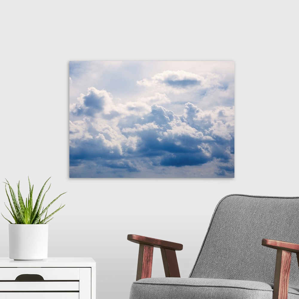 A modern room featuring Clouds over New York