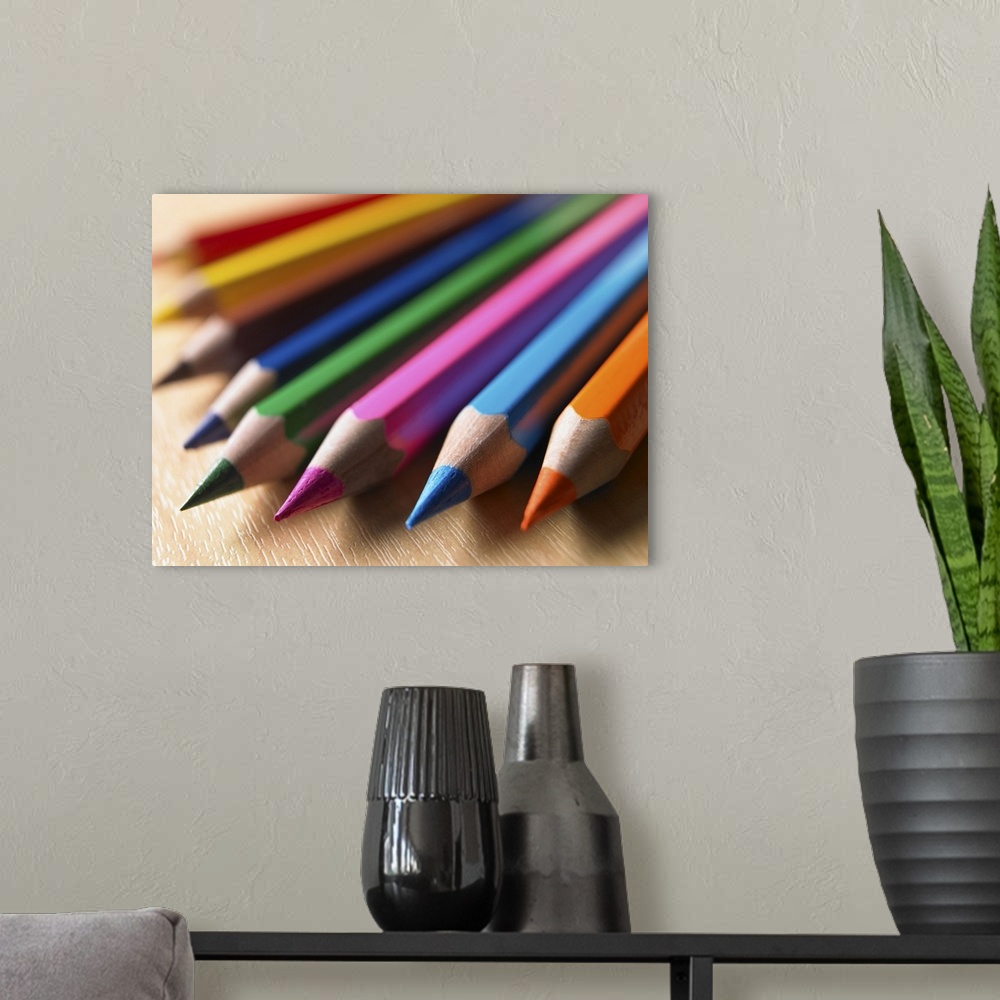 A modern room featuring Colored pencils