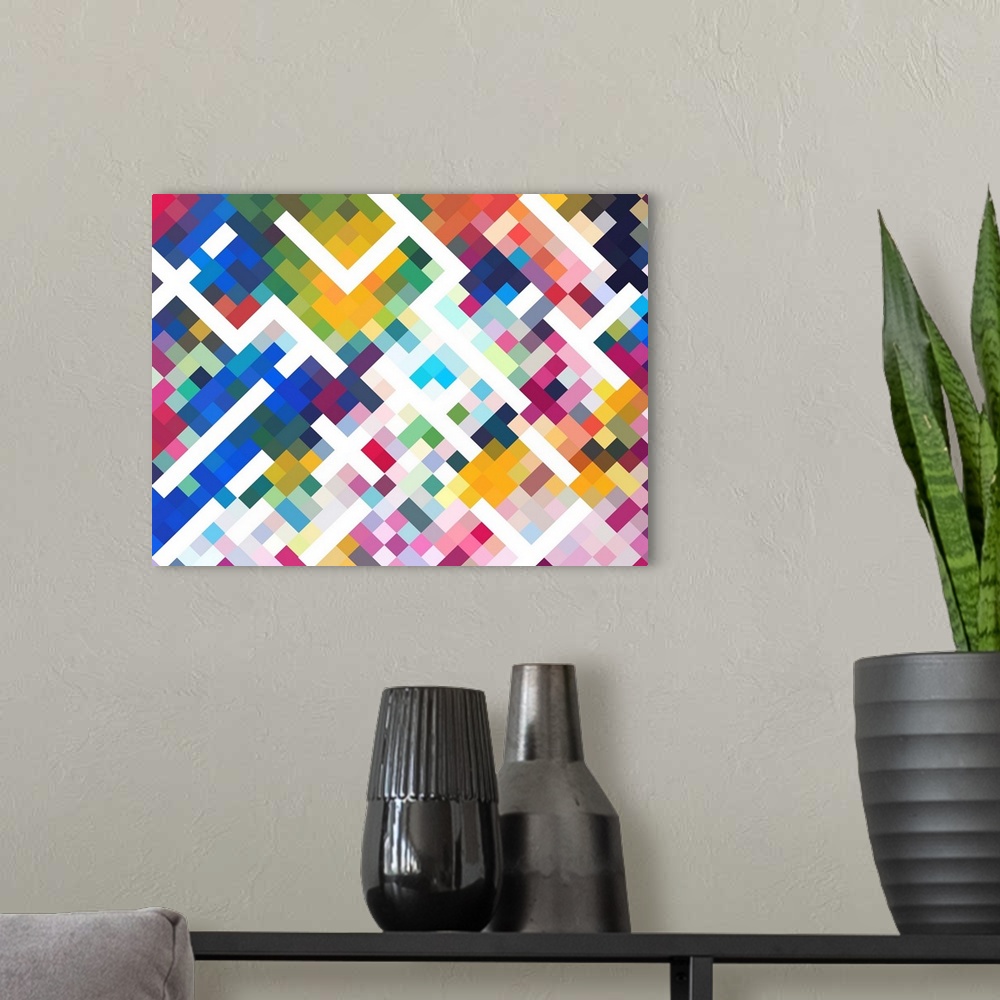 A modern room featuring Colorful Mosaic Abstract