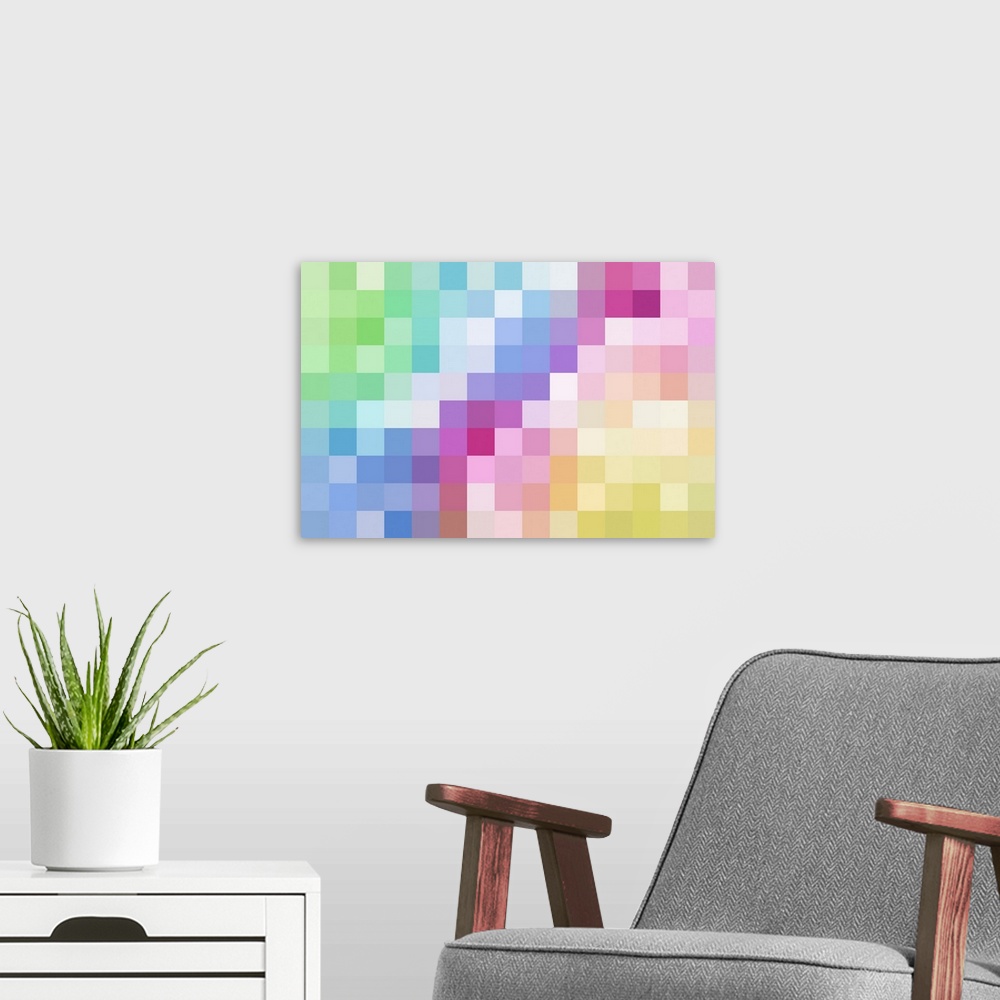 A modern room featuring Colorful Mosaic Illustration