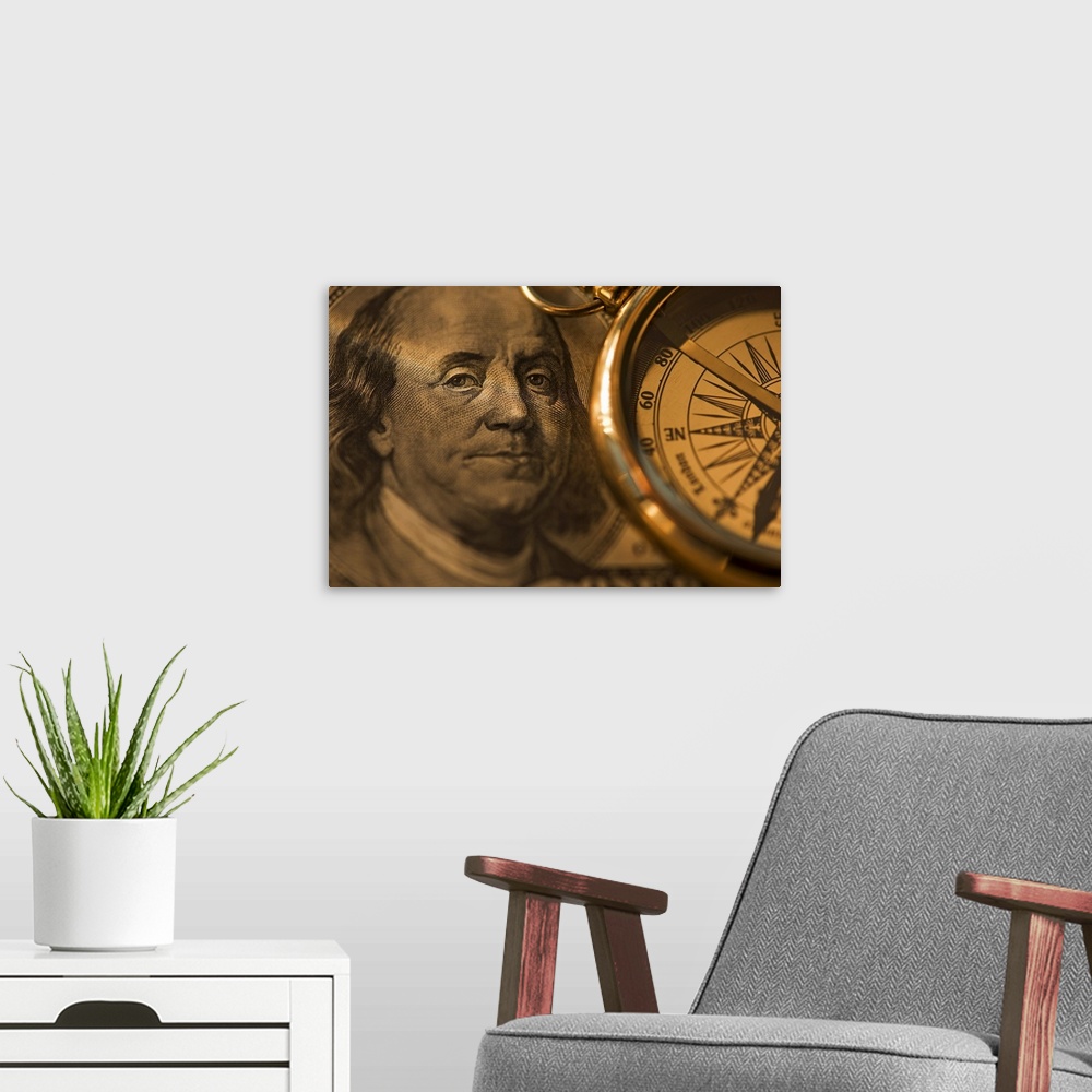 A modern room featuring Compass on dollar bill