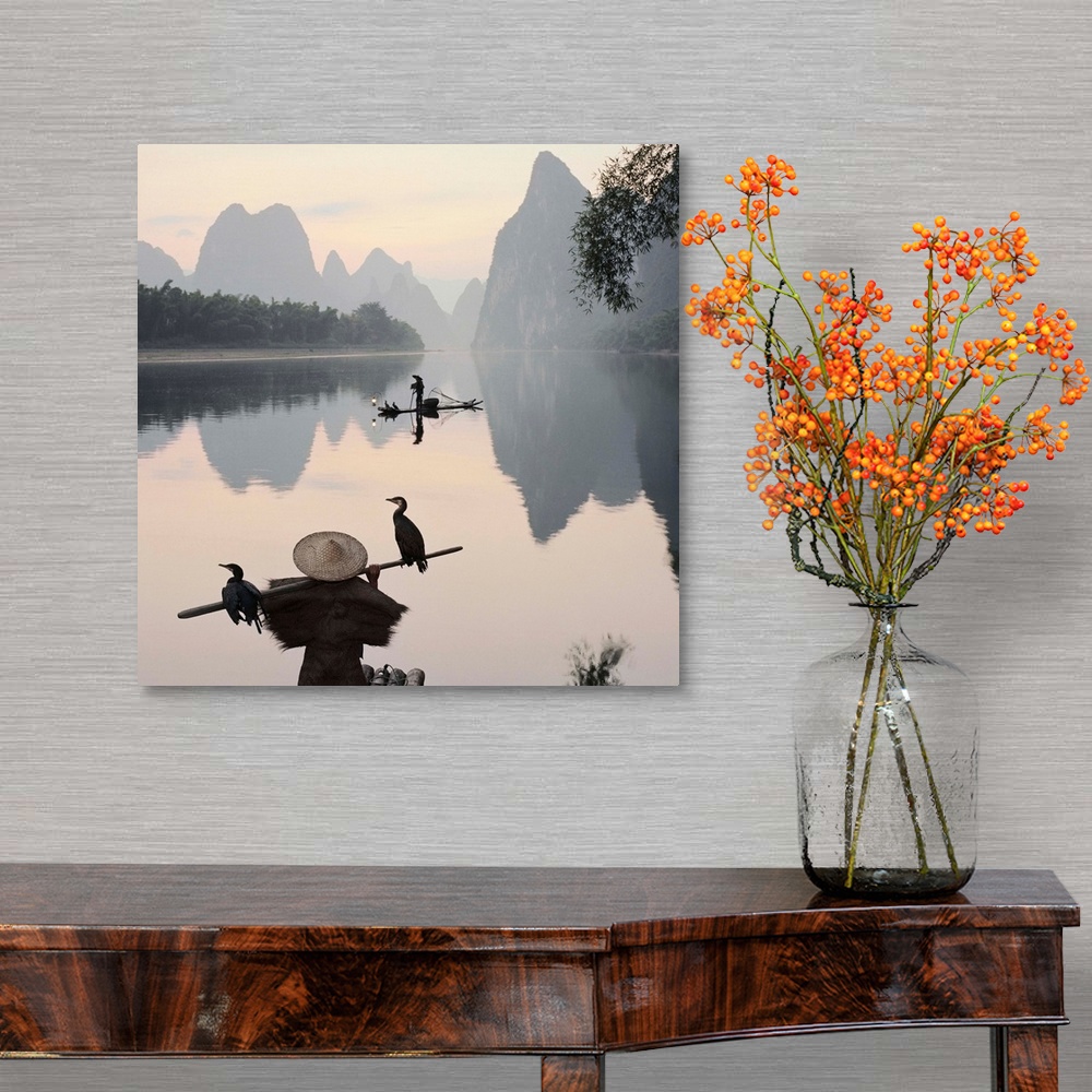 A traditional room featuring Cormorant Fishermen In Li River