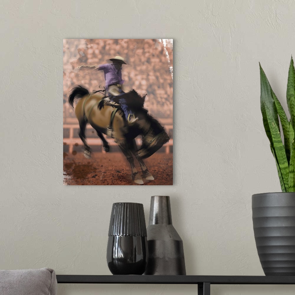 A modern room featuring Cowboy On Bucking Bronco