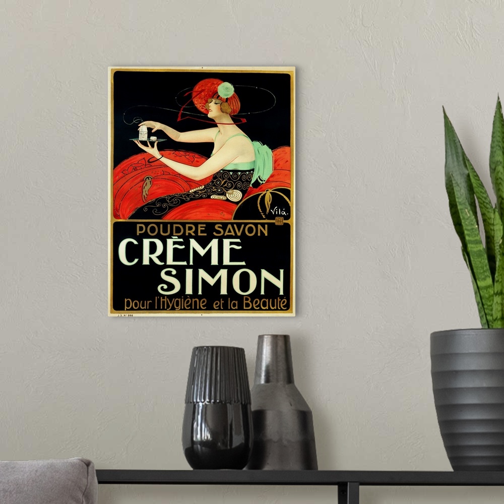 A modern room featuring Creme Simon Poster By Vila