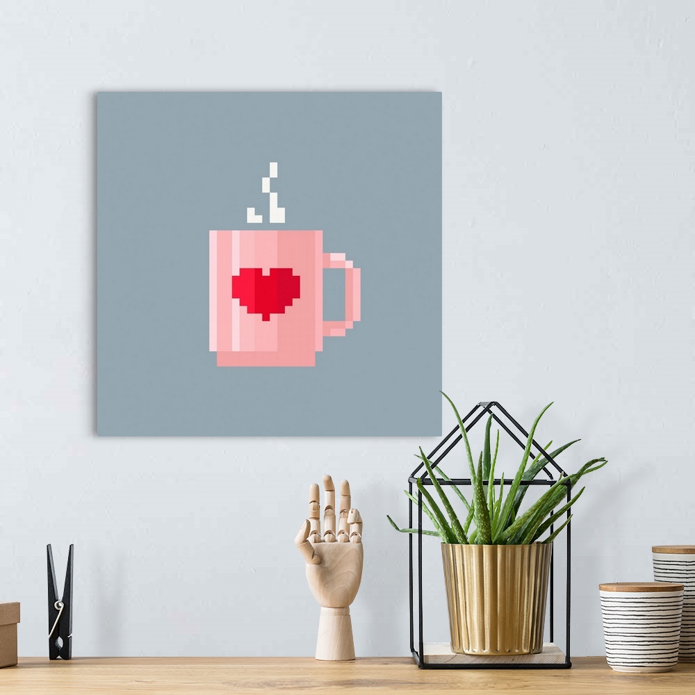A bohemian room featuring Cup Of Coffee Pixel Art