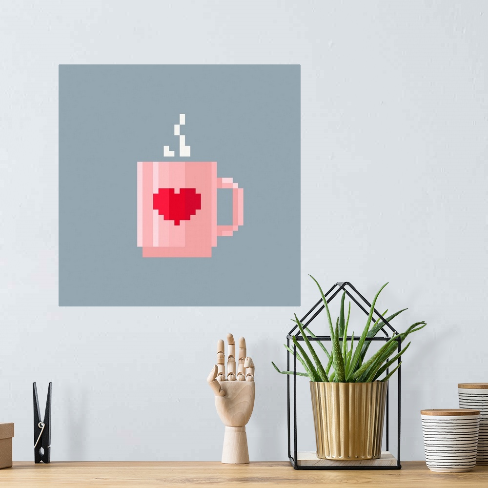A bohemian room featuring Cup Of Coffee Pixel Art