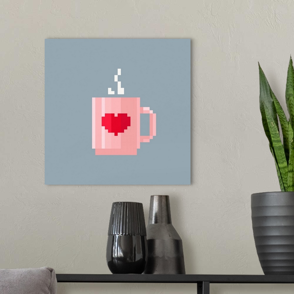 A modern room featuring Cup Of Coffee Pixel Art