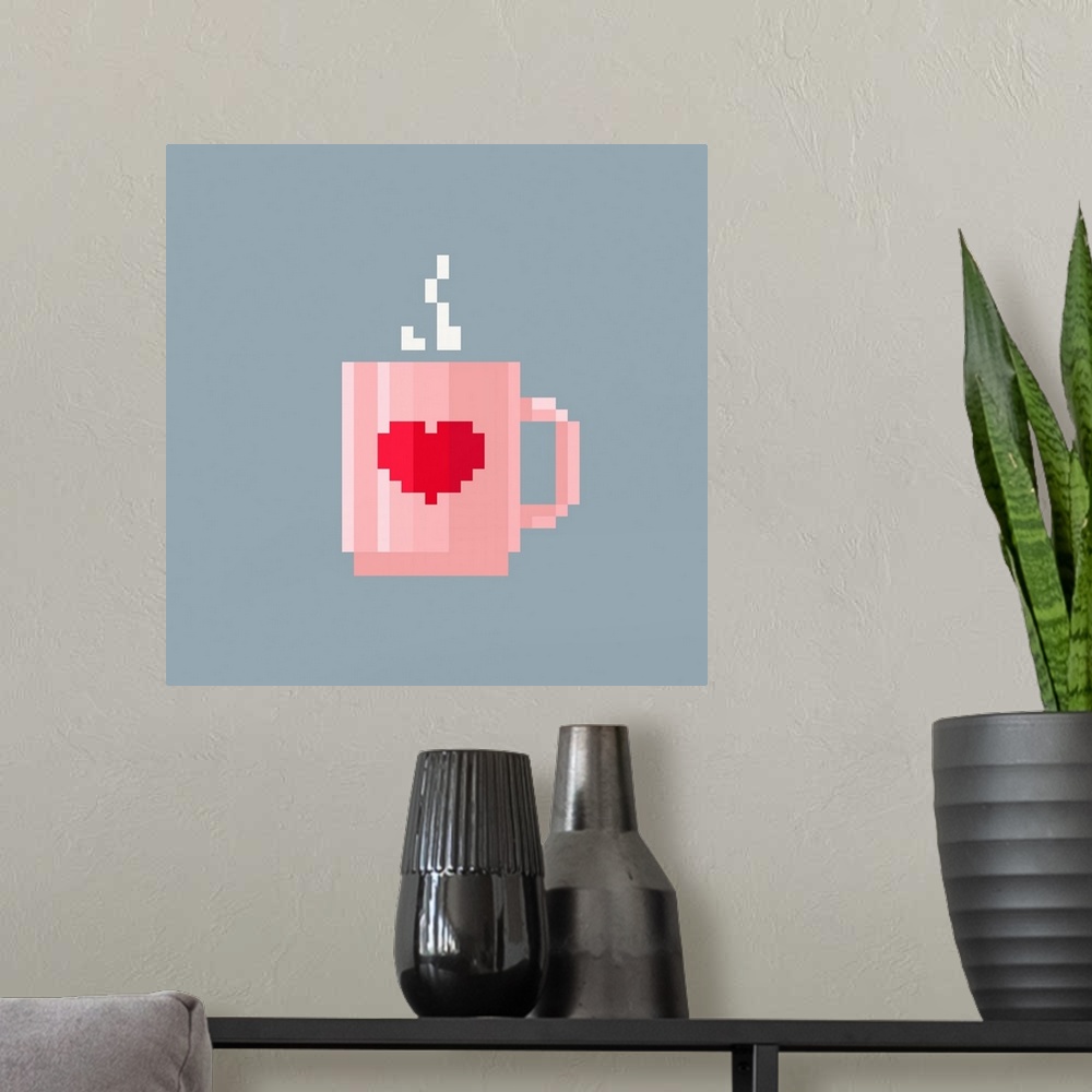 A modern room featuring Cup Of Coffee Pixel Art