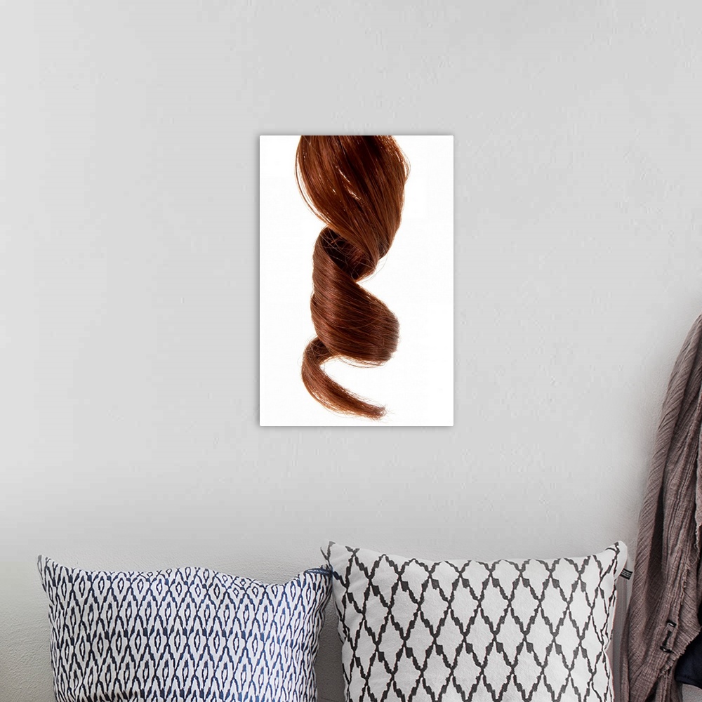 A bohemian room featuring Up-close photograph of spiraled pony tail end.