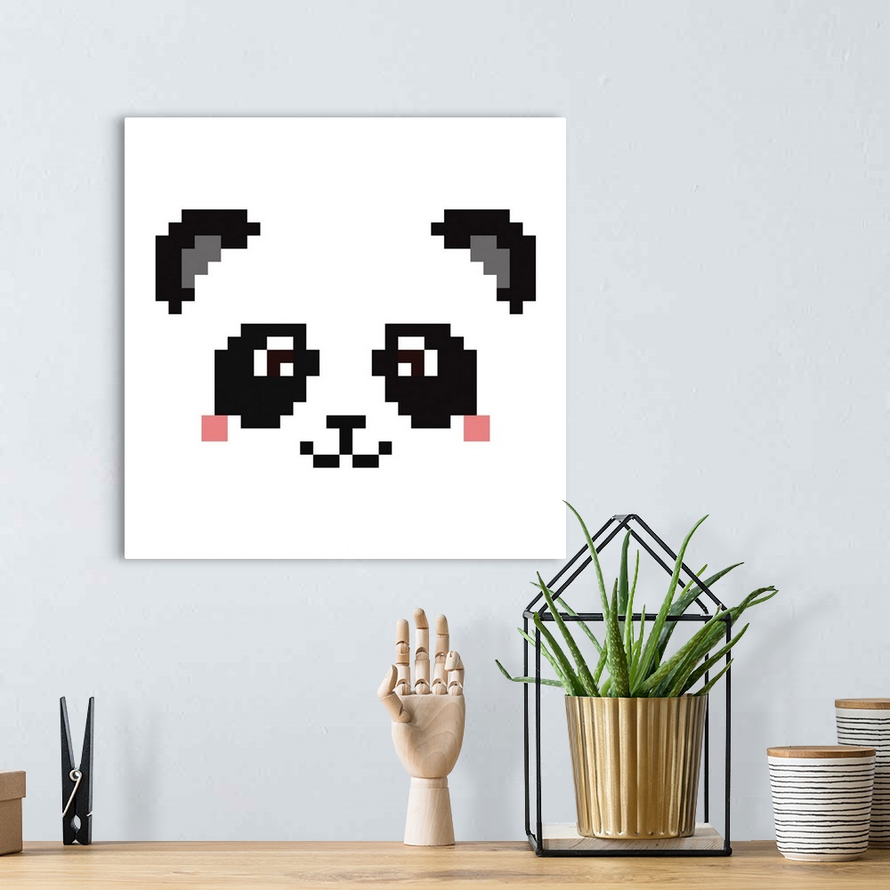 A bohemian room featuring Cute Pixel Panda Face