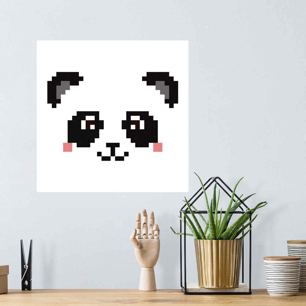 A bohemian room featuring Cute Pixel Panda Face