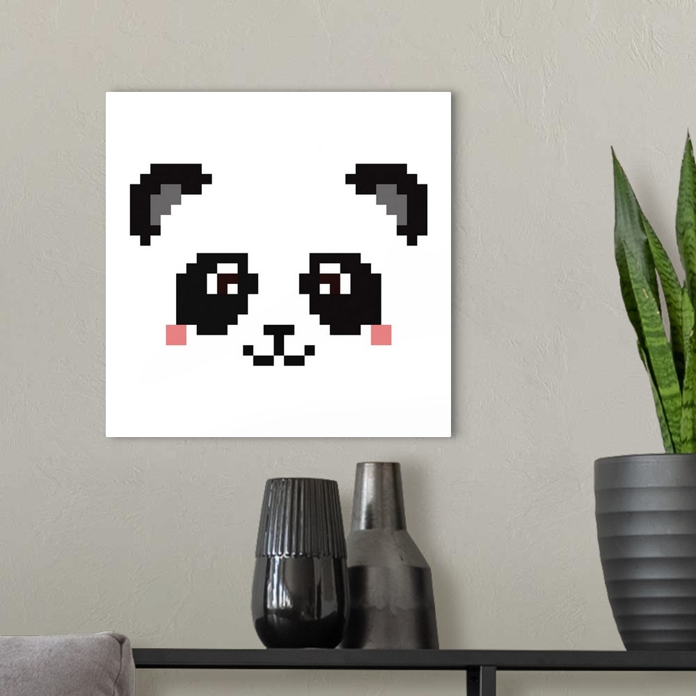 A modern room featuring Cute Pixel Panda Face
