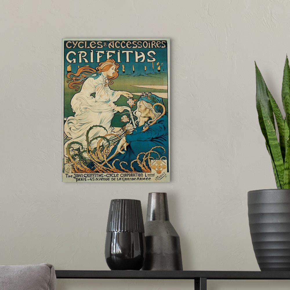 A modern room featuring Cycles Et Accessoires Griffiths Poster By Henri Thiriet