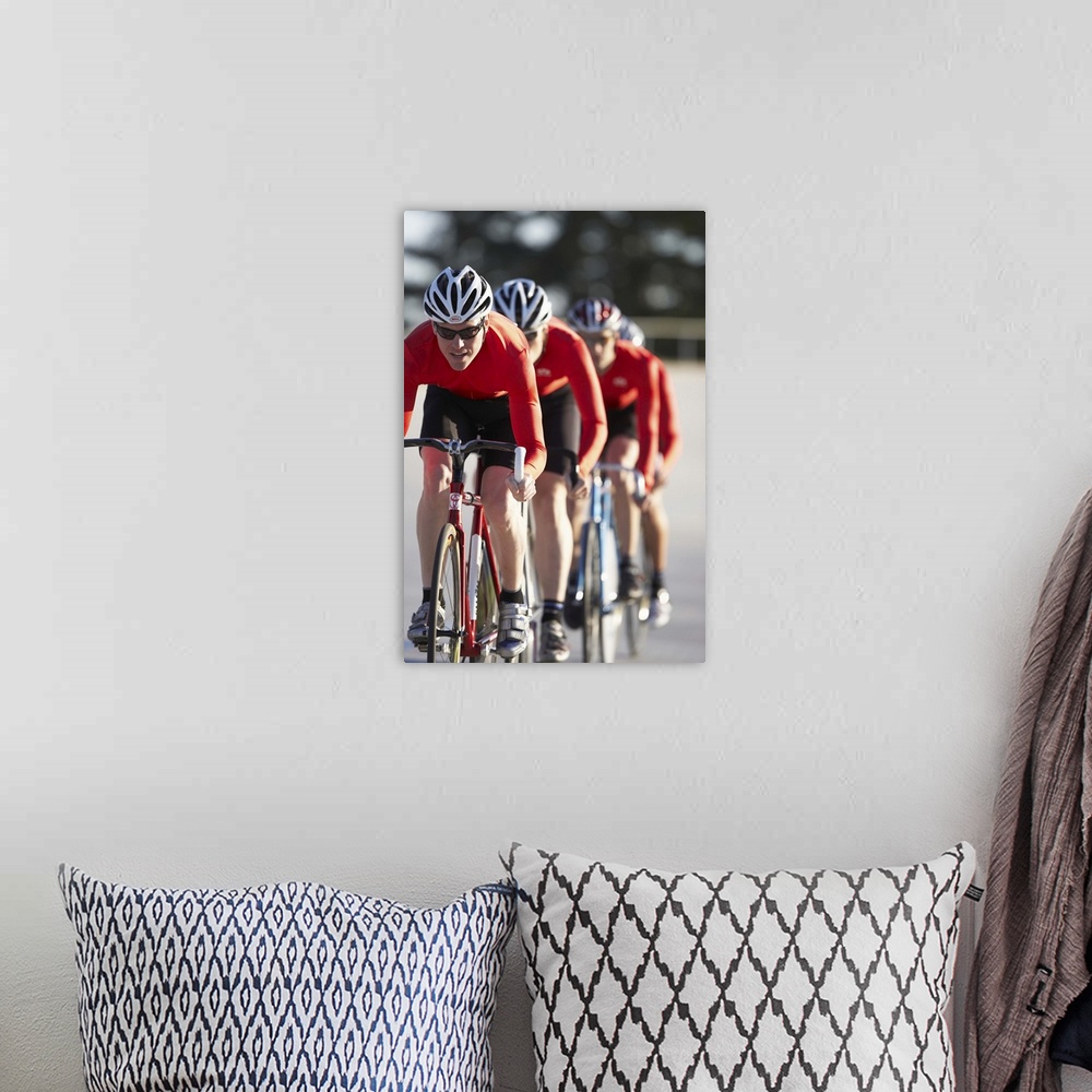 A bohemian room featuring Cyclists in action