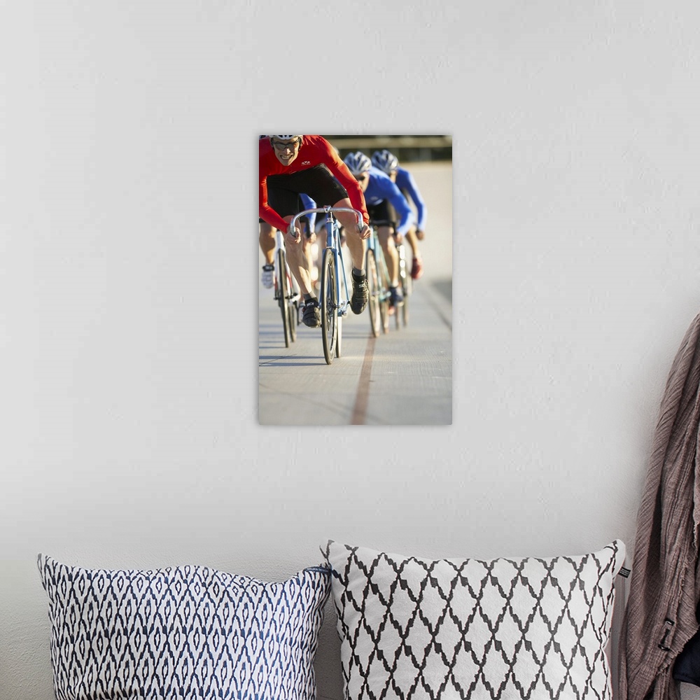 A bohemian room featuring Cyclists racing