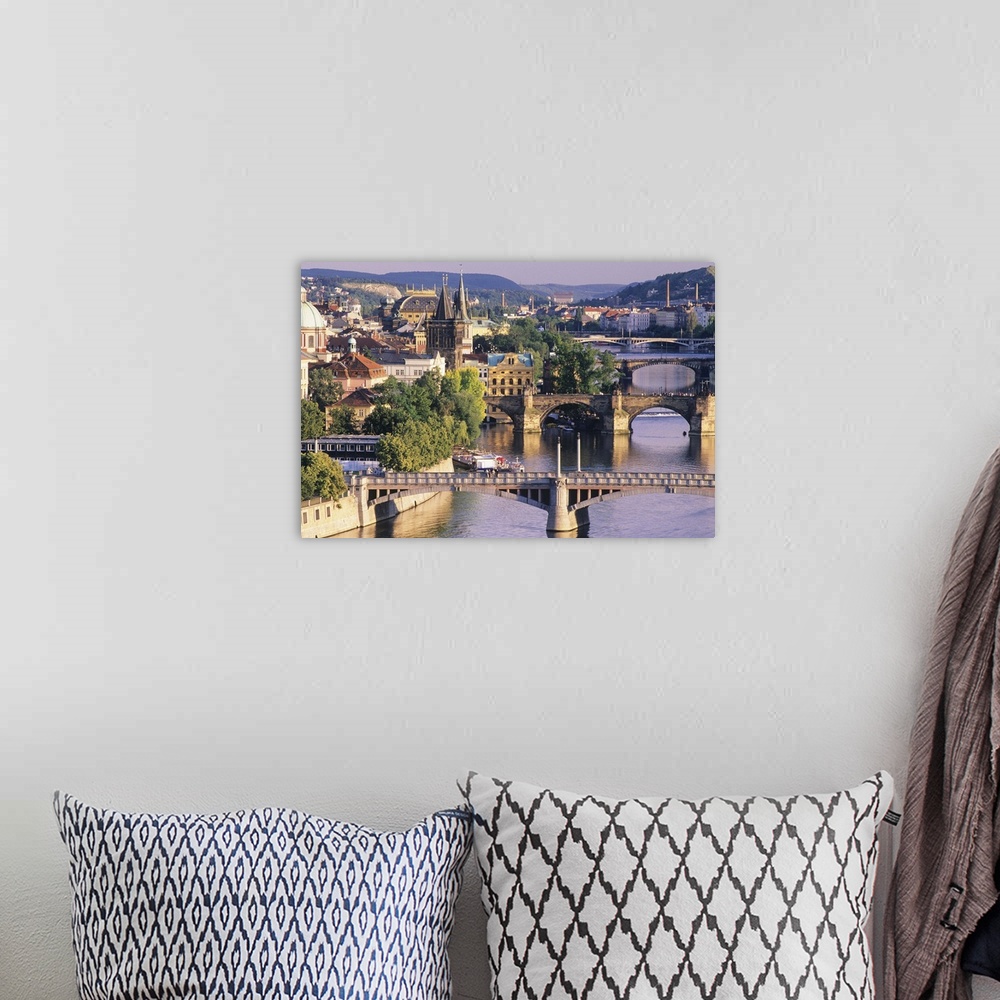 A bohemian room featuring Czech Republic, Prague, Charles Bridge and Cityscape, elevated view