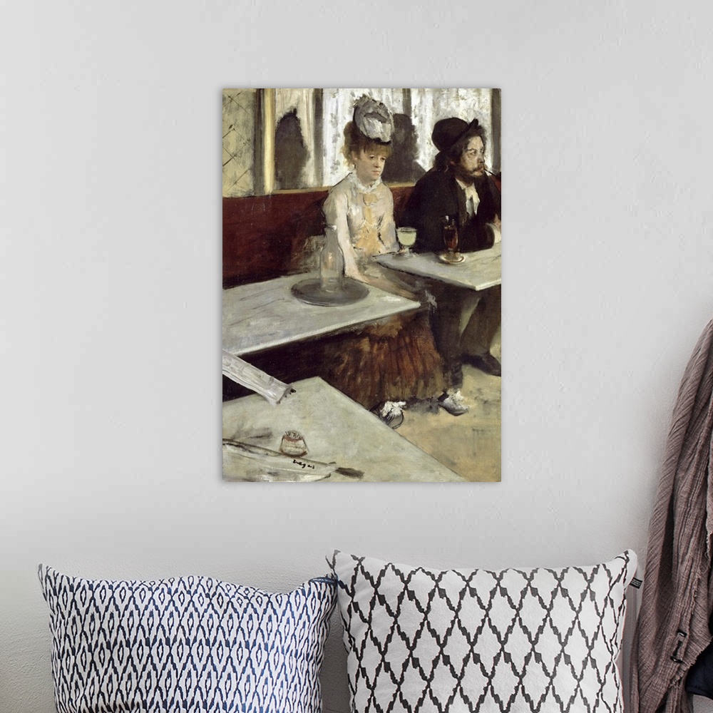 A bohemian room featuring Edgar Degas, Dans un cafe, dit aussi l'Absinthe (In a Cafe, also called Absinthe), oil on canvas,...