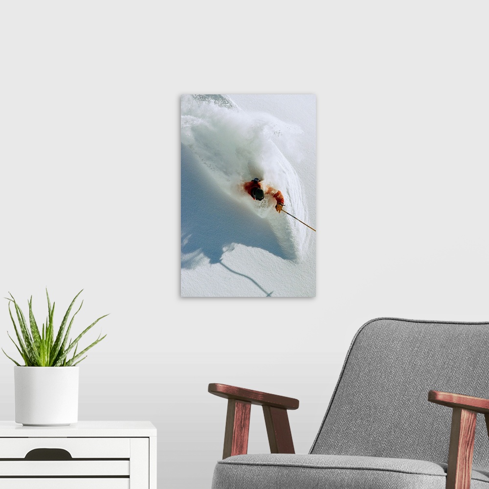 A modern room featuring ca. 2001, Utah, USA --- Dave Richards Skiing in Deep Powder Snow --- Image by .. Lee Cohen/CORBIS
