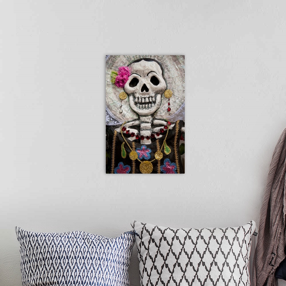 A bohemian room featuring Day Of The Dead Skeleton Art, Oaxaca, Mexico