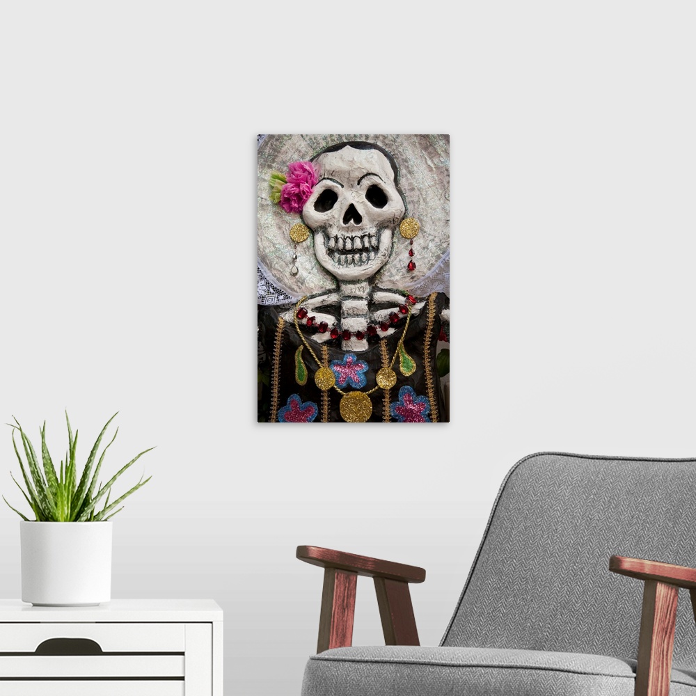 A modern room featuring Day Of The Dead Skeleton Art, Oaxaca, Mexico