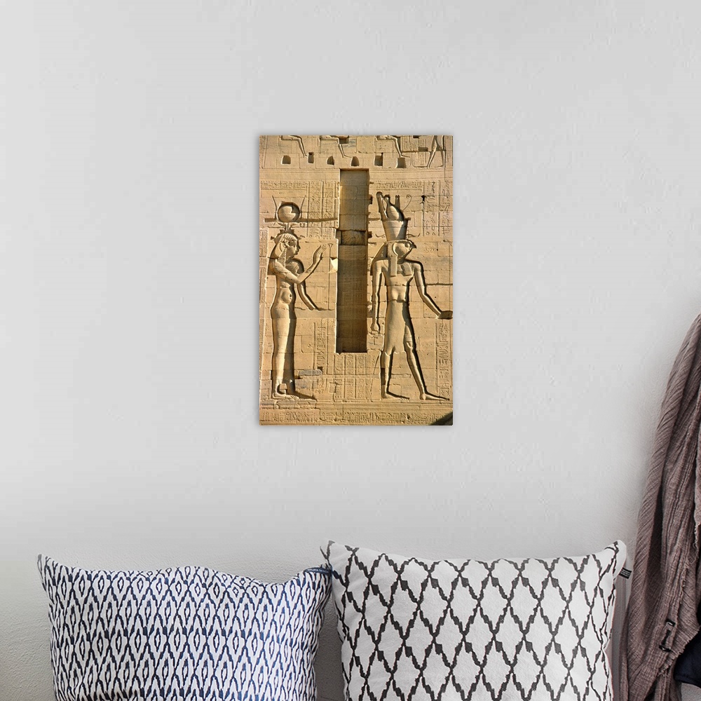 A bohemian room featuring Detail Of Isis And Horus From Sculptural Program Of The Temple Of Isis At Philae