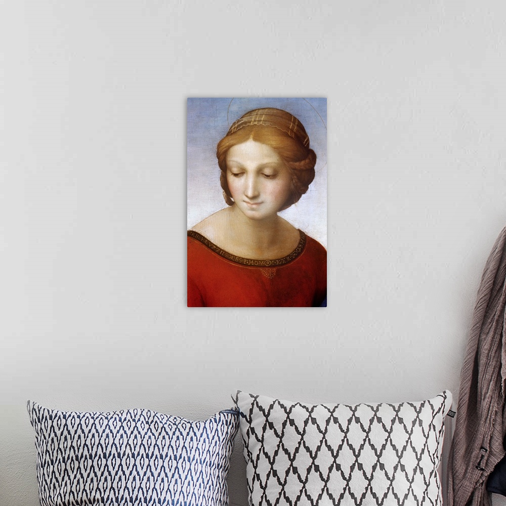 A bohemian room featuring Detail Of Madonna Of The Meadow By Raphael