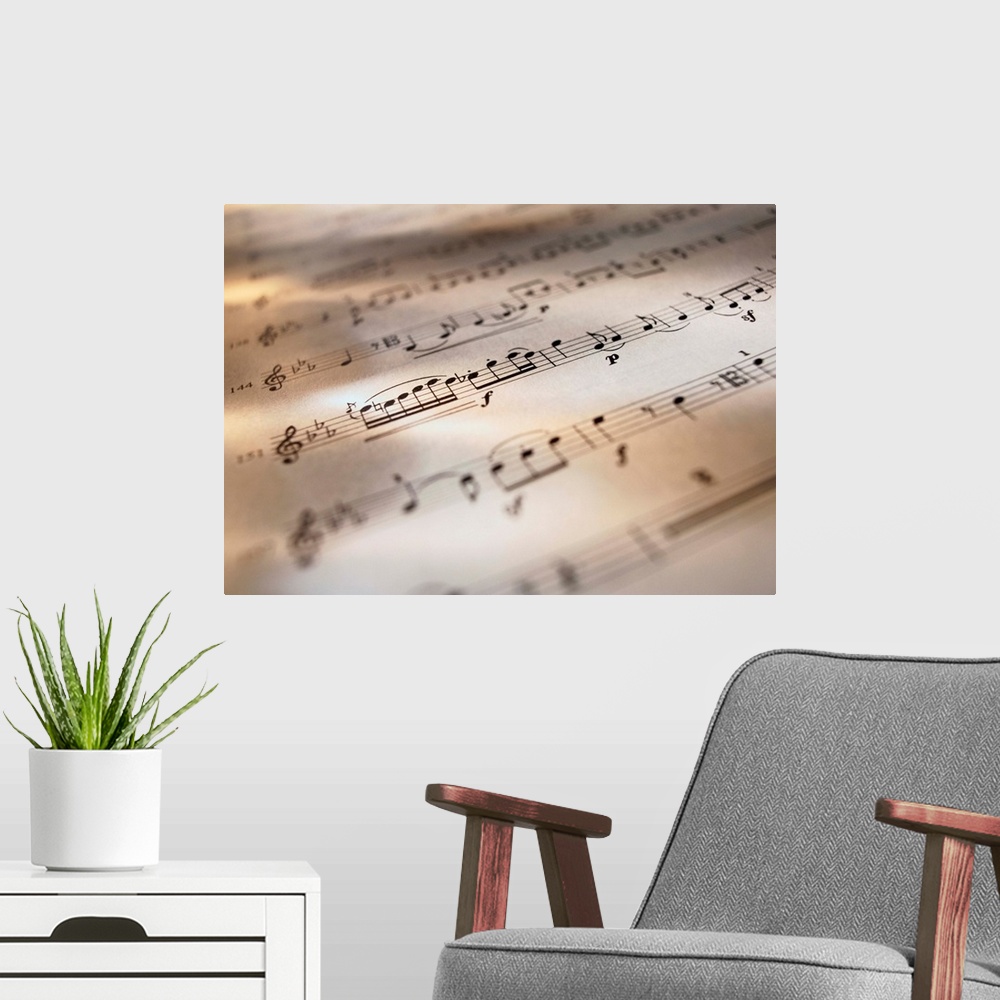 A modern room featuring Detail of Sheet Music