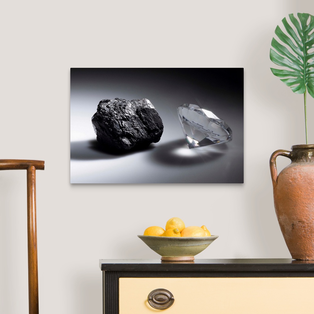 A traditional room featuring Diamond and piece of coal
