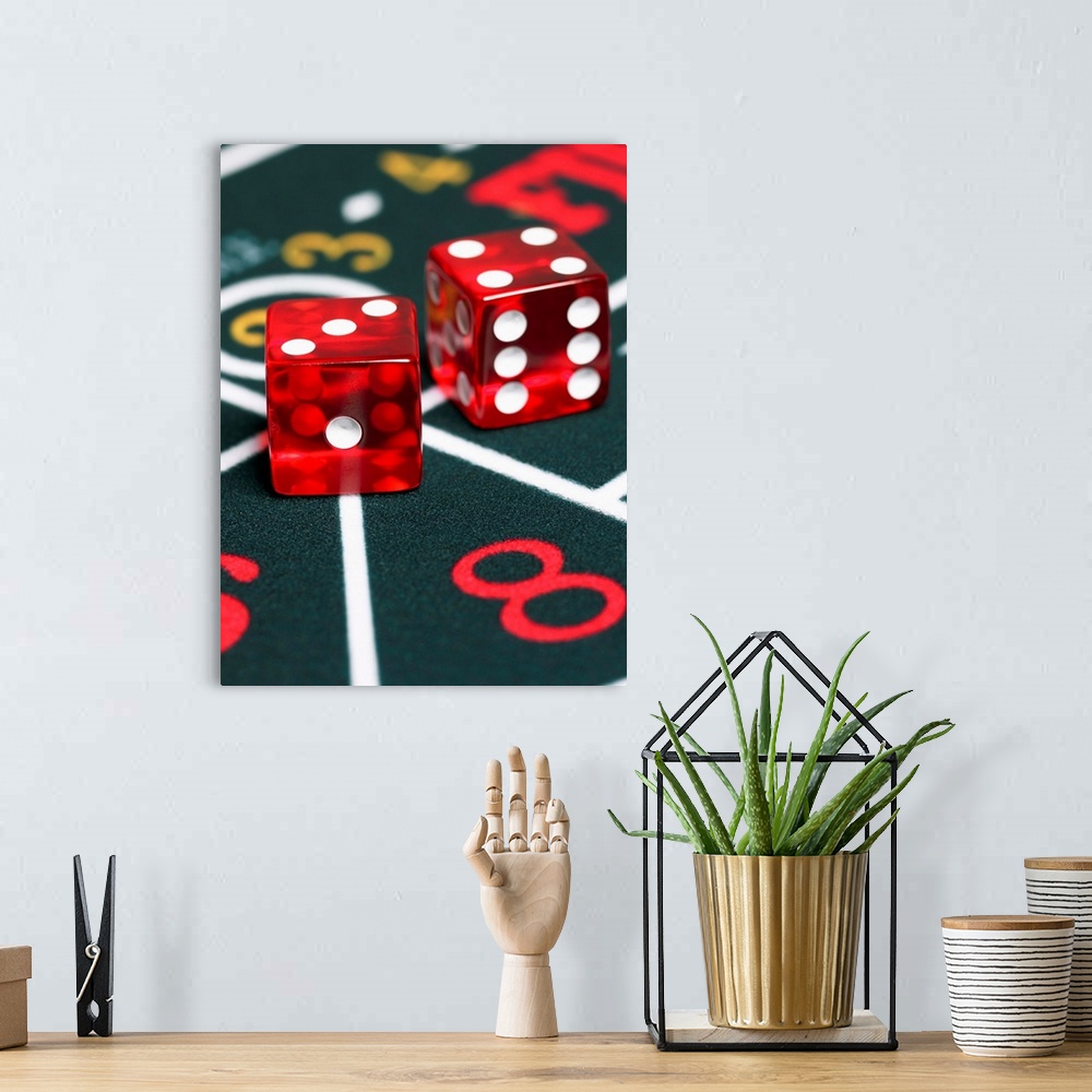 A bohemian room featuring Dice on craps table
