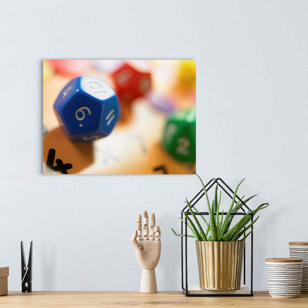 A bohemian room featuring Dice on math game
